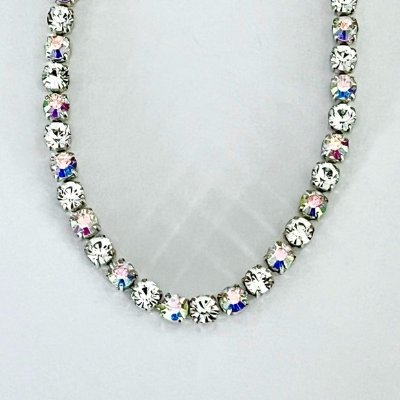 Jewelry - Rhinestone Choker - Clear and Aurora Borealis